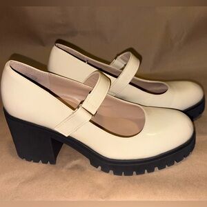 Sun + Stone, Cream, Chunky, Mary Jane, Platform Shoes